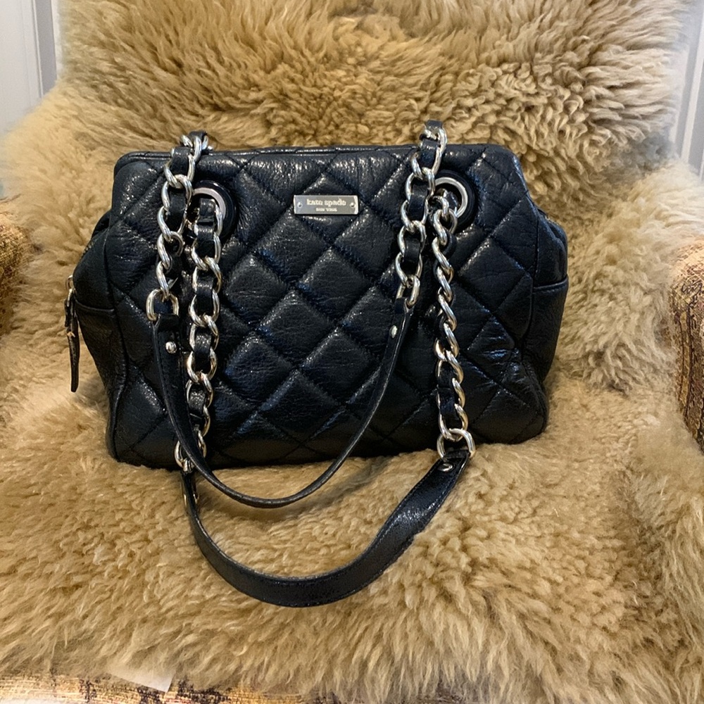 Black quilted Kate Spade handbag in GUC.